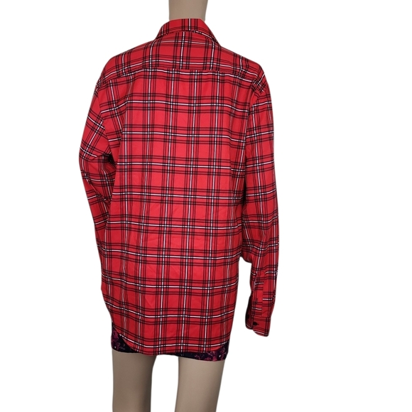 Manfinity Red Plaid Casual Button Down Shirt - Picture 2 of 4